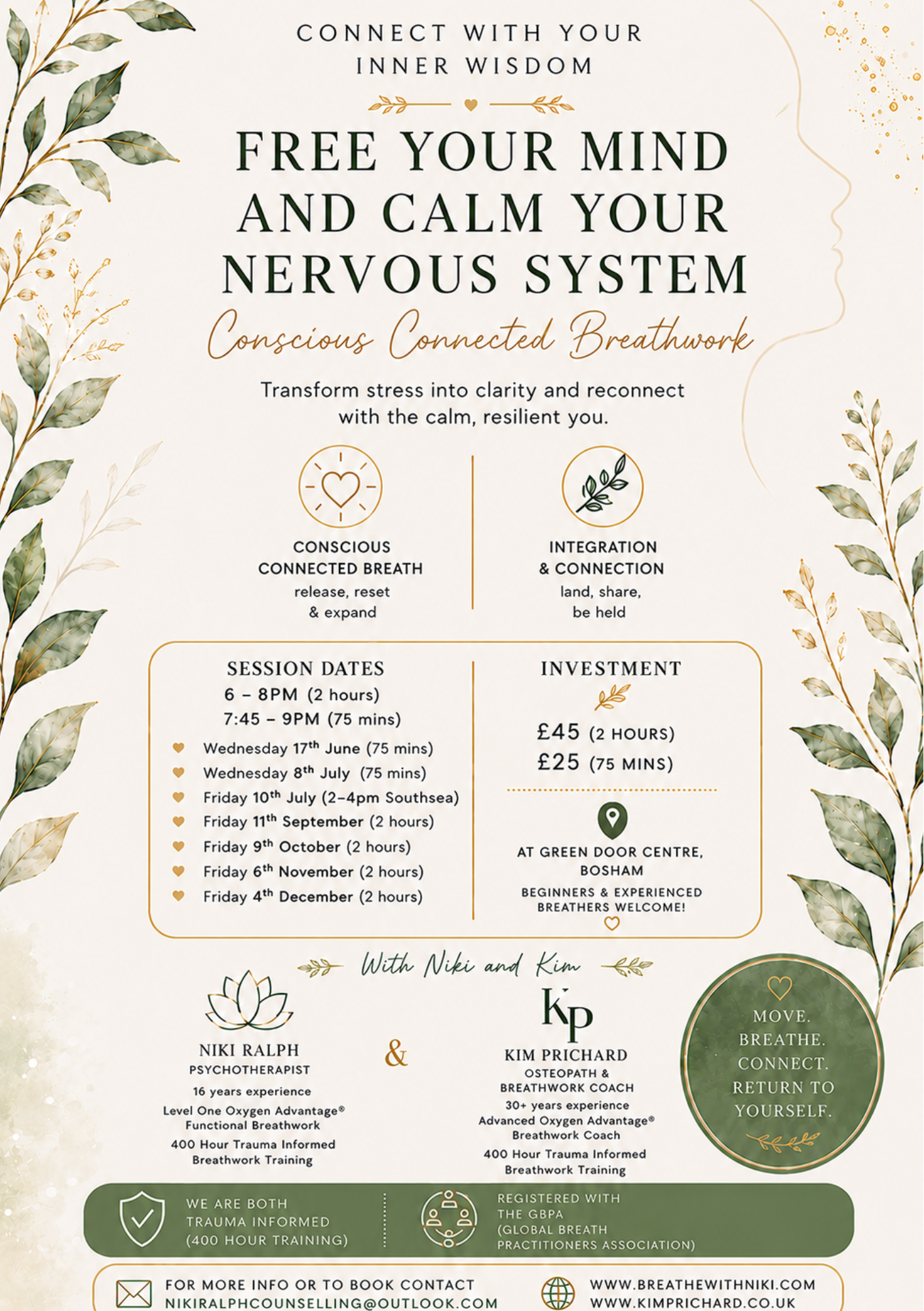 Upcoming breathwork workshop at the Green Door, Bosham